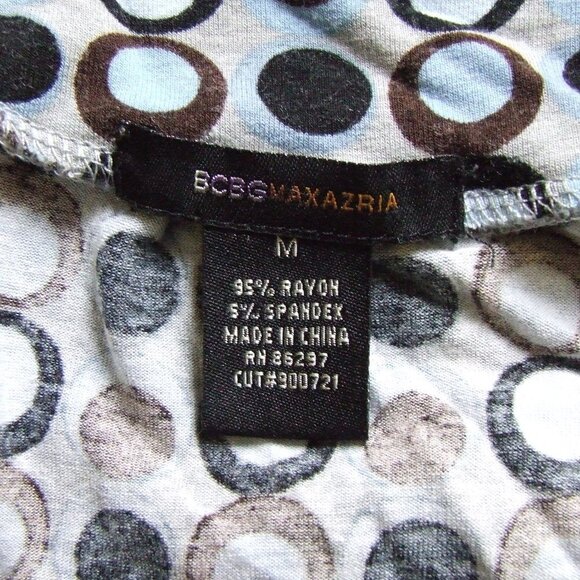 BCBGMaxAzria dress polka dot blue black brown medium pull over graphic dots - Picture 13 of 15